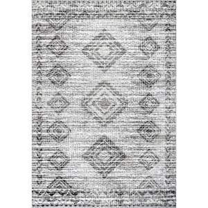 Presley Faded Aztec Gray 8 ft. x 10 ft. Area Rug