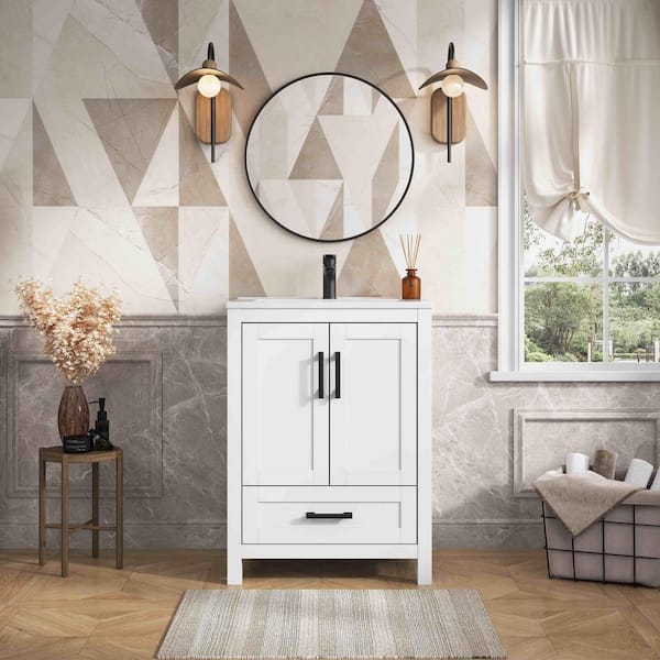水槽 VIVIANA DELUXE DL LIVING Vivi 25 in.W Single Sink White Freestanding Bath