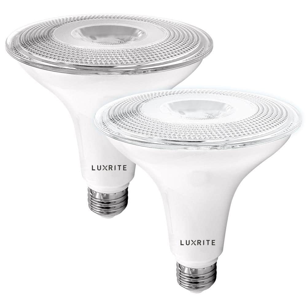 LUXRITE 90-Watt Equivalent PAR38 Dusk to Dawn Sensor LED Light Bulb E26 Base 5000K Bright White (2-Pack) -  LR31634-2PK