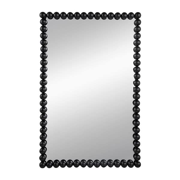 Unbranded 24 in. W x 36 in. H Rectangle Mirror with Metal Beaded Frame, Wall Mirror for Living Room Bedroom Entryway in Black