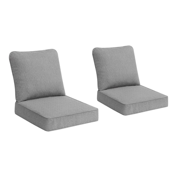 CushionGuard Stone Gray Deep Seating Outdoor Lounge Chair Cushion (Set of 2)