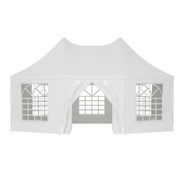 20 ft. x 15 ft. White Outdoor Party Tent w/ 1 Doors and 7 Windows Heavy Duty Event Wedding Tent Waterproof UV Protection