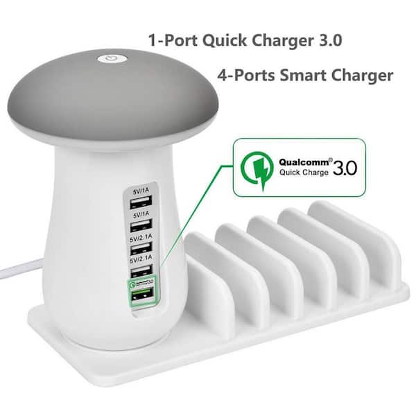 LINSAY Smart 6 USB Charger 15 Amp Charging Station LED Touch Multi Color  Lamp Desktop SL6U - The Home Depot