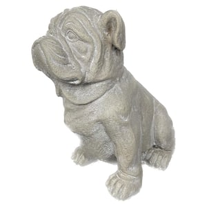 Sitting Bulldog Garden Resin Statue 16 in. Cement-look