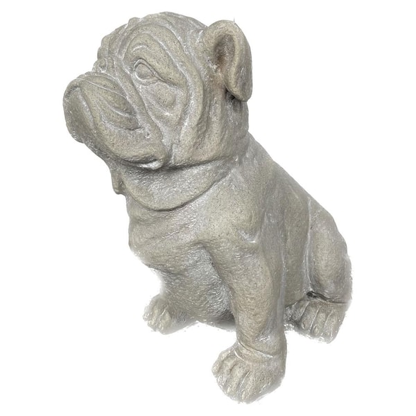 Galt International Sitting Bulldog Garden Resin Statue 16 in. Cement-look