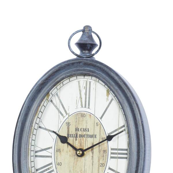 Litton Lane Black Metal Pocket Watch Style Analog Wall Clock (Set