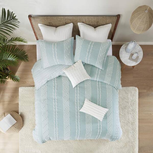 Clipped Jacquard Design Diamond Print All Sea Details about   INK+IVY 100% Cotton Comforter Set