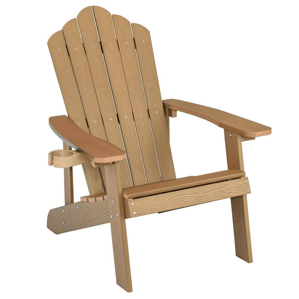 Coffee High Backrest Outdoor Plastic Adirondack Chair with Cup Holder (Set of 1) price history on PriceWatchPro