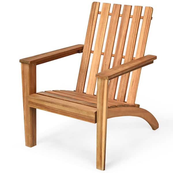Costway Brown Adirondack Chair Lounge Wood Outdoor Lounge Chair