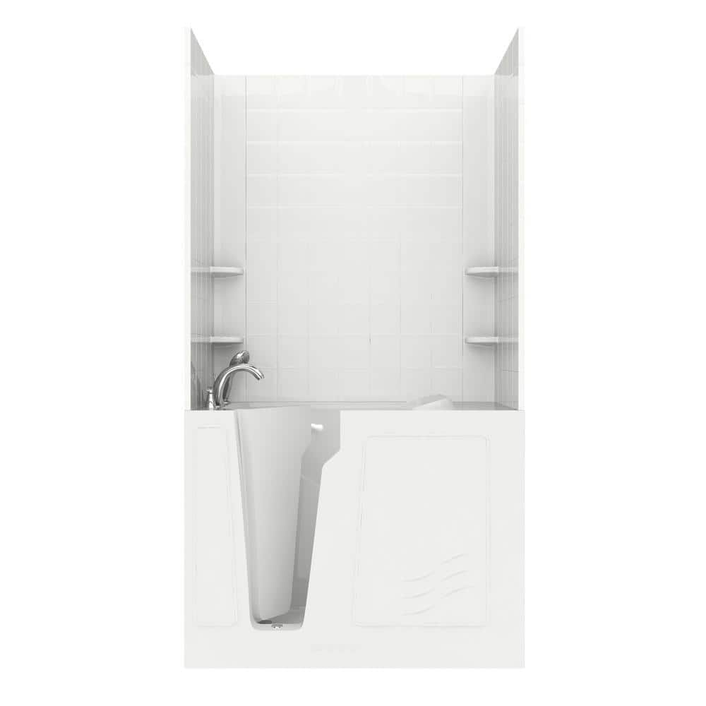 NOVA Heated Rampart 4.4 ft. Walk-in Non-Whirlpool Bathtub with 6 in. Tile Easy Up Adhesive Wall Surround in White price history on PriceWatchPro