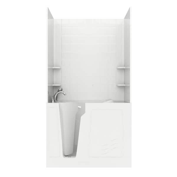 Unbranded NOVA Heated Rampart 4.4 ft. Walk-in Non-Whirlpool Bathtub with 6 in. Tile Easy Up Adhesive Wall Surround in White
