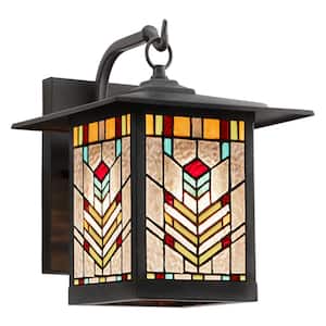 McClain 1-Light Oil Rubbed Bronze Outdoor Stained Glass Wall Lantern Sconce