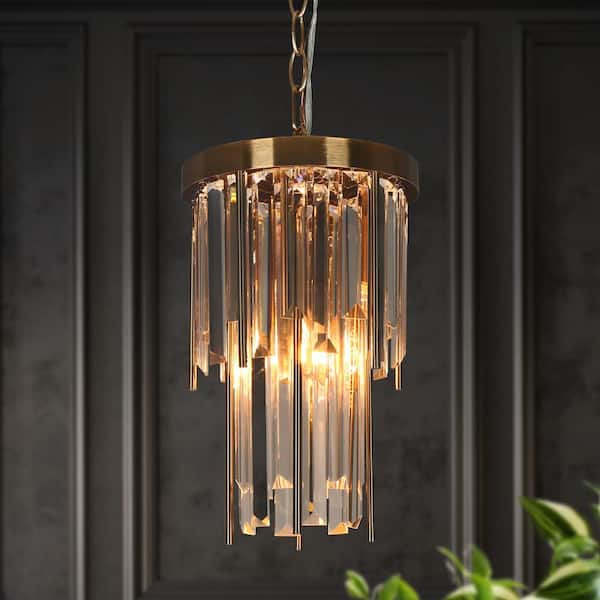 LNC Athean 1-Light Plating Brass Pendant Light with Crystal Accent, No Bulbs Included