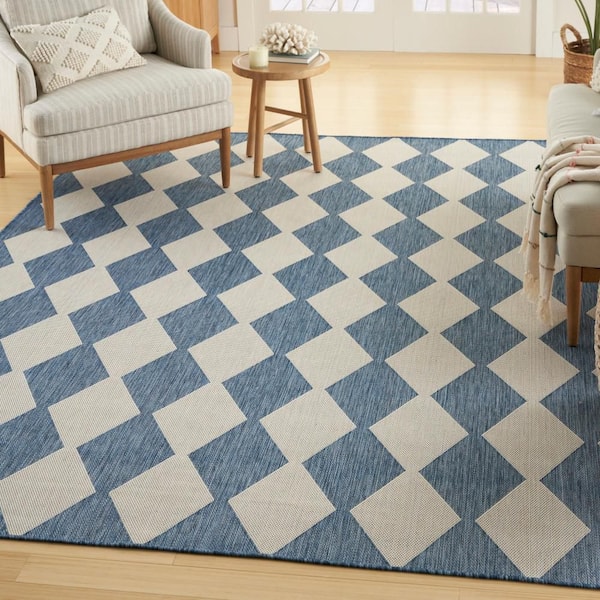 Positano Navy Blue 5 ft. x 7 ft. Diamond Contemporary Area Rug