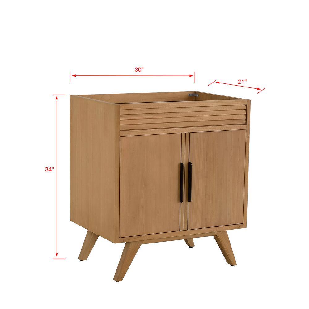 Natural Teak Mid-Century Modern Single Sink Vanity Base