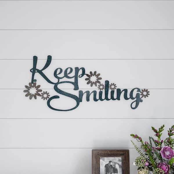 Lavish Home "Keep Smiling" Metal Cutout Sign