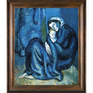 Mother and child by Pablo Picasso Modena Vintage Framed People Oil Painting Art Print 25 in. x 29 in.