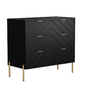 Black 31.5 in. H Storage Cabinet with 3 Drawers