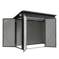 Sizzim 8 ft. W x 4 ft. D Outdoor Metal Lean to Storage Shed with Vents, Triple Lockable Door for Garden MBP-IS302BK02