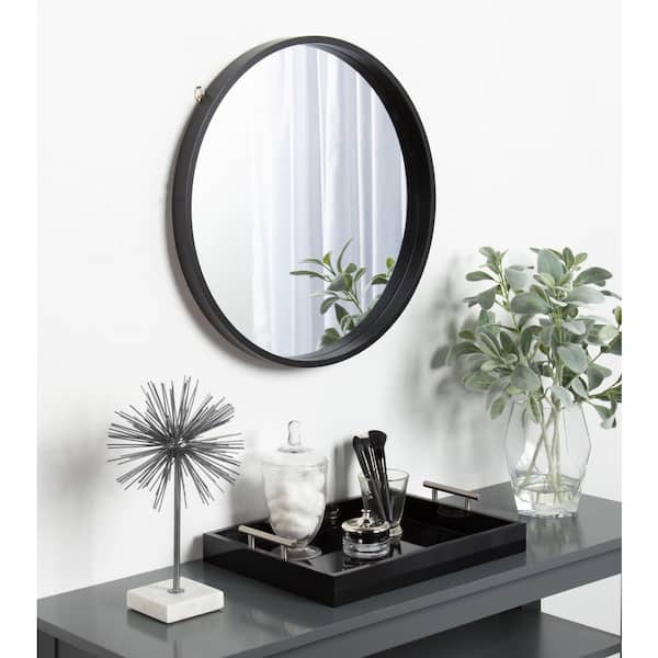 Medium Round Black Contemporary Mirror (21.6 in. H x 21.6 in. W)