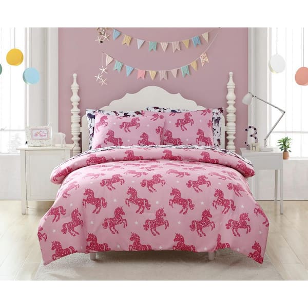 Kute Kids 2 Piece Pink Shimmering, Pink And Purple Toddler Bedding Sets