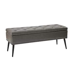 Conrado Grey Upholstered Flip Top Storage Bedroom Bench