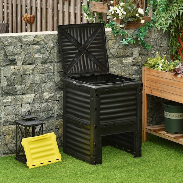 Garden Compost Bin 80 Gal. Outdoor Large Capacity Composter Fast Create Fertile Soil Aerating Box, Easy Assembly