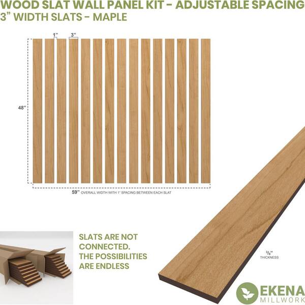 Beige Natural Oak 0.83 in. x 2 ft. x 8 ft. Wood Slat Acoustic Decorative 3D  Vinyl Wall Panel 21mm Thick (31 Sq. Ft. )