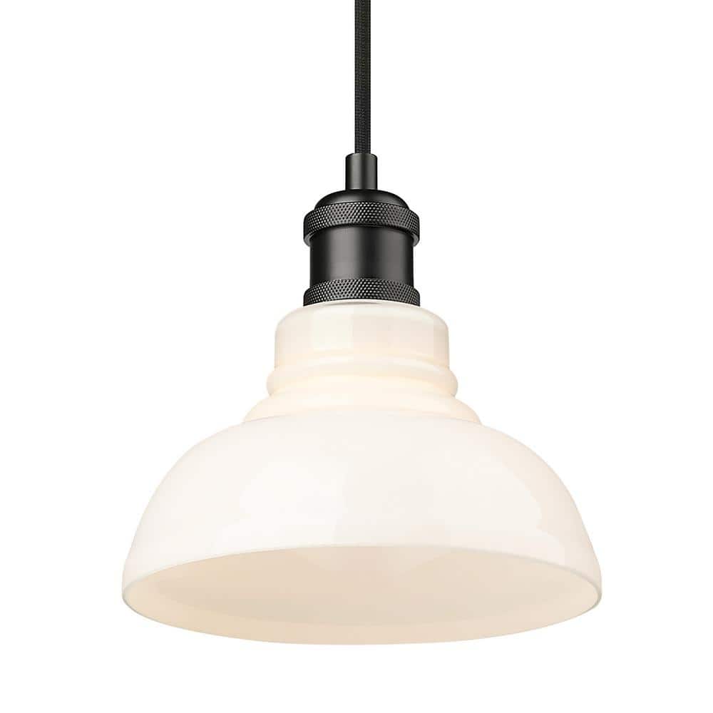 Matte Black Mini Pendant Light with Glass Shade