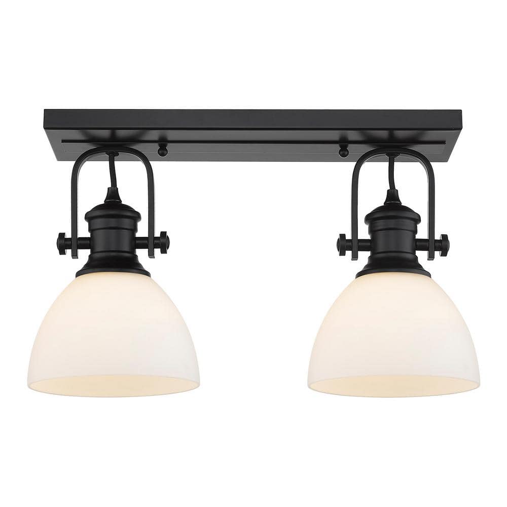Matte Black Glass Transitional Semi-Flush Light Fixture