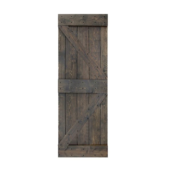 ISLIFE K Series 30 in. x 84 in. Smoky Gray Finished DIY Solid Wood Sliding Barn Door Slab