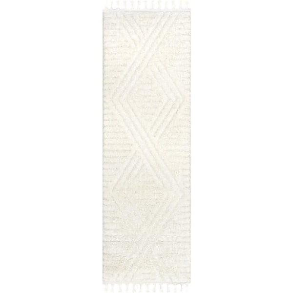 Ellie Traverse Shag 2.6 ft. x 6 ft. Ivory Indoor Area Rug