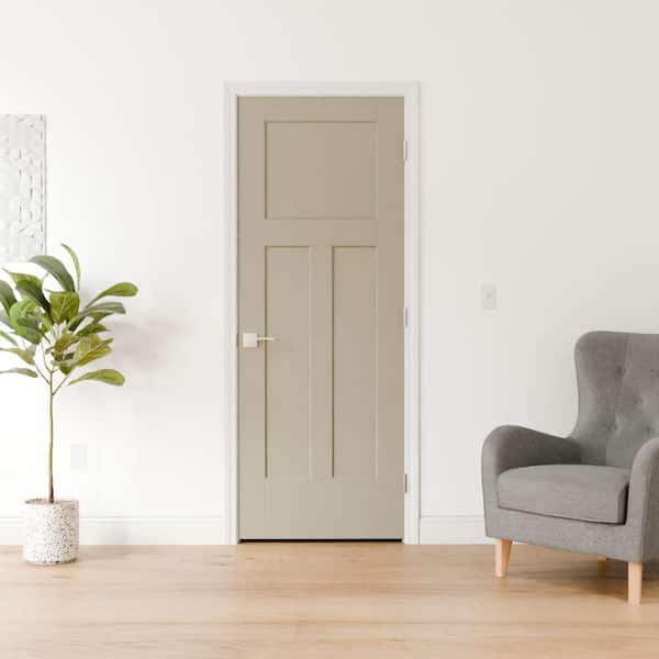 Masonite 30 in. x 80 in. 3-Panel Winslow Left-Hand Solid Core