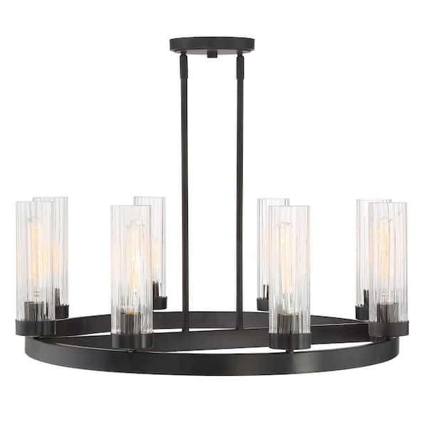 Braden 8-Light Iron graphite Modern Wagon Wheel Chandelier for Dining Areas with No Bulbs Included
