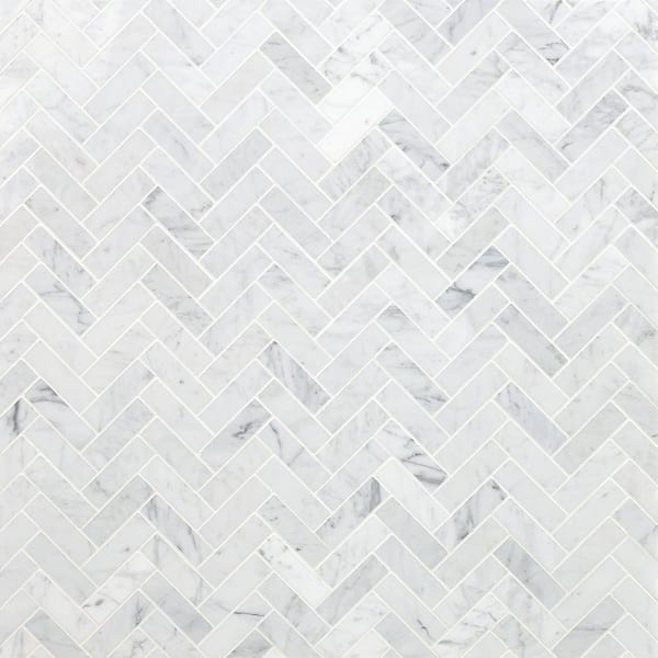 Ivy Hill Tile White Carrara Herringbone 4 in. x 0.39 in
