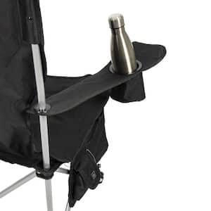 Black Polyester Deluxe Heated Folding Quad Chair