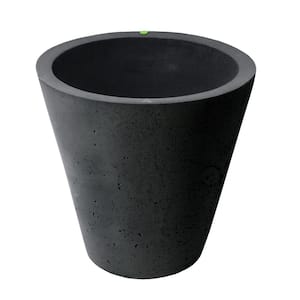26.5 in. H x 26 in. W Black Concrete Texture Crete Polyethylene Plastic Self-Watering Planter