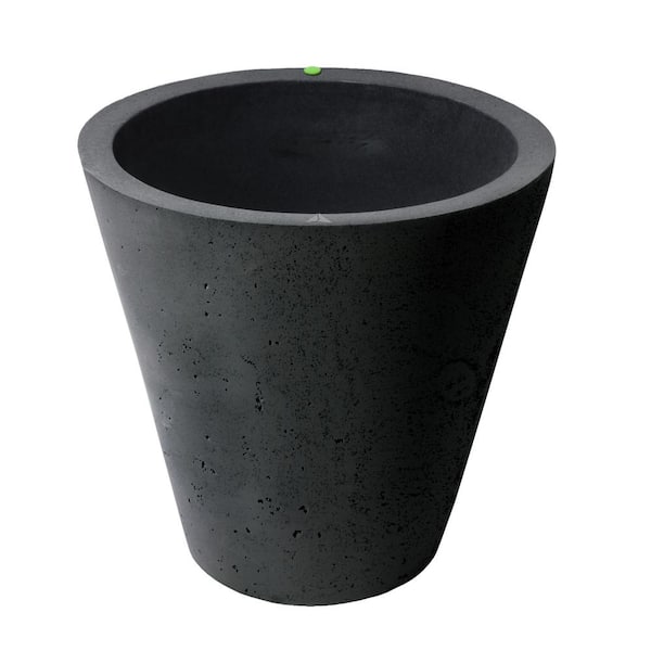 Algreen 26.5 in. H x 26 in. W Black Concrete Texture Crete Polyethylene Plastic Self-Watering Planter
