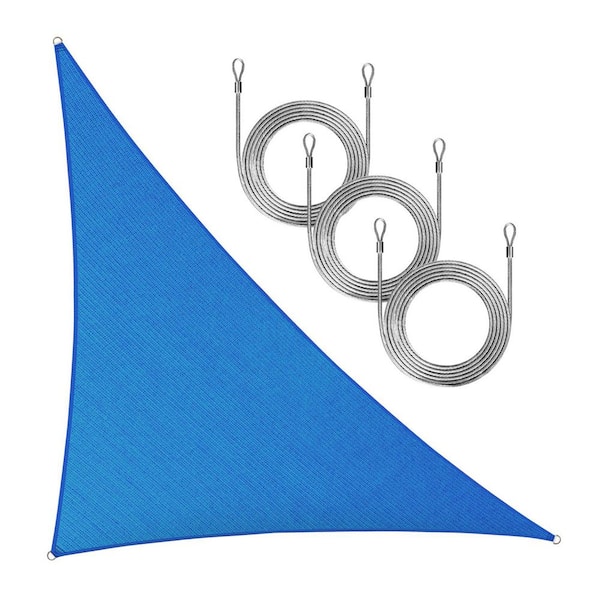 10 ft. x 10 ft. x 14 ft. Right Triangle Sun Shade Sail with Rope-Blue