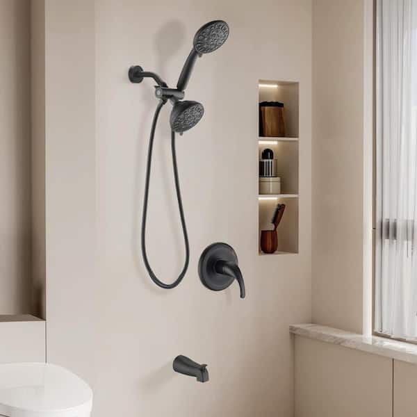 Satico Single Handle 7 -Spray Shower Faucet 1.8 GPM with Diverter Valve in Matte Black