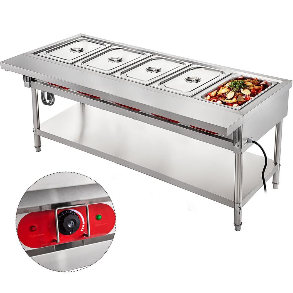 5-Pan Commercial Electric Food Warmer 5 x 18 qt. Silver 3750-Watt Countertop Stainless Steel Buffet Bain Marie
