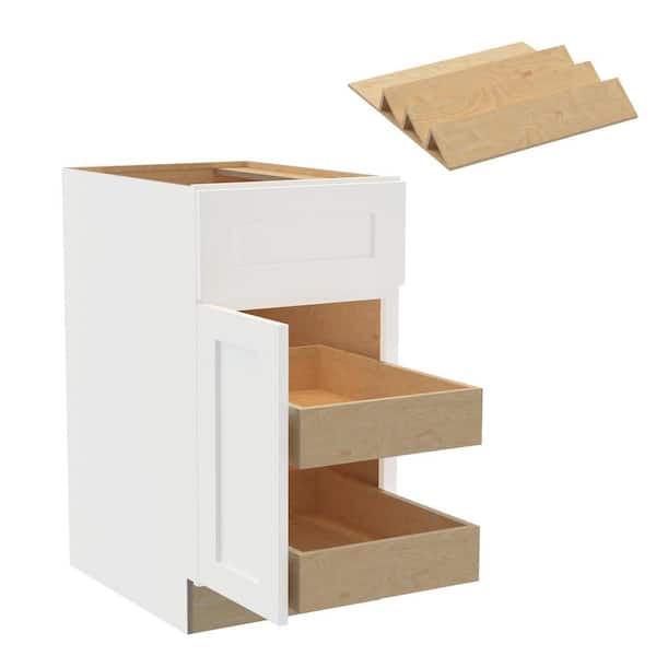 Home Decorators Collection Newport 18 in. W x 24 in. D x 34.5 in. H Assembled Plywood Base Kitchen Cabinet in Pacific White with 2ROT Spice LH