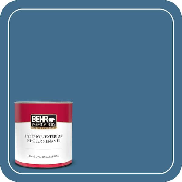 BEHR PREMIUM PLUS 1 qt. #M500-5 Sojourn Blue Hi-Gloss Enamel Interior/Exterior Paint & Primer