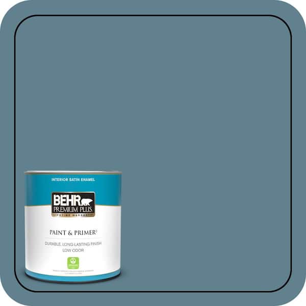 BEHR PREMIUM PLUS 1 qt. #S470-5 Blueprint Satin Enamel Low Odor Interior Paint & Primer