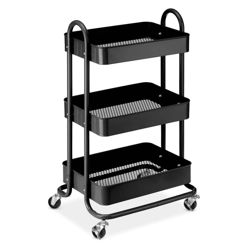 Whitmor Tier Metal Wheeled Cart Black Blk The Home Depot