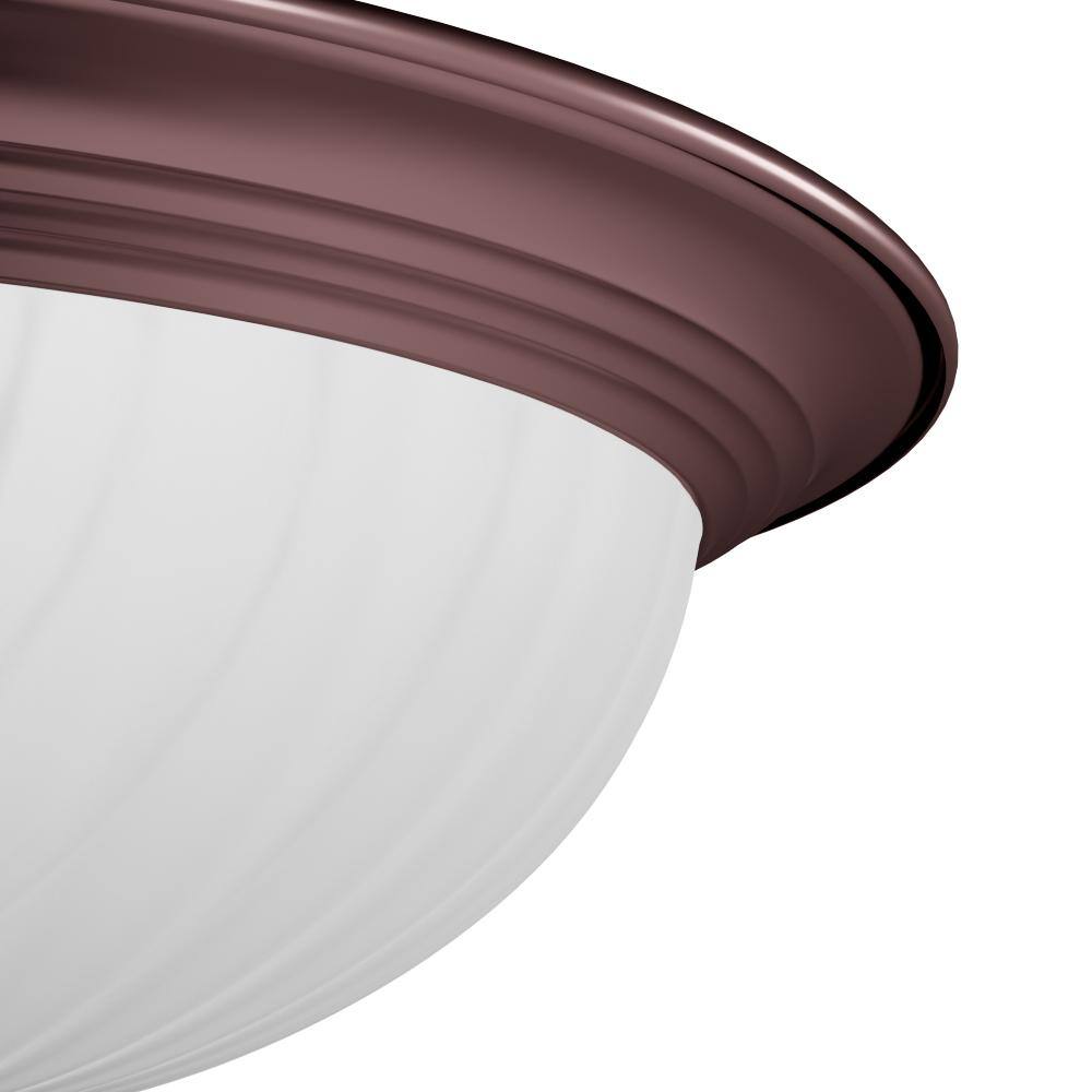 Elegant Bronze and Glass 13.5" Contemporary Flush Mount Light