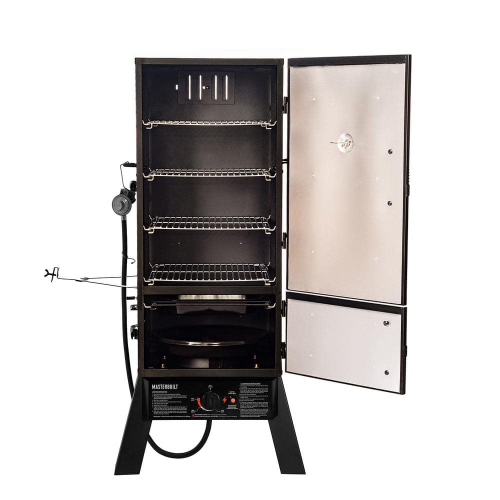 30 in. Dual Fuel Propane Gas and Charcoal Smoker in Black - 1