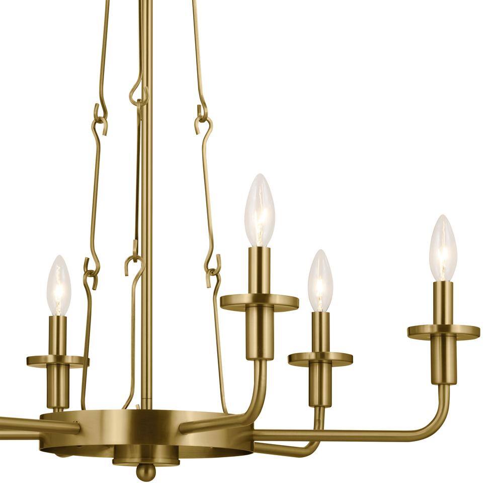Vetivene Natural Brass 6-Light Chandelier with Opal Glass Shades