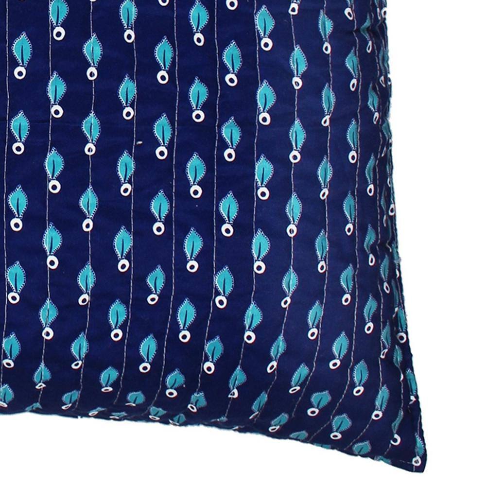 Navy Cotton Leaf Pattern Euro Sham Set of 2