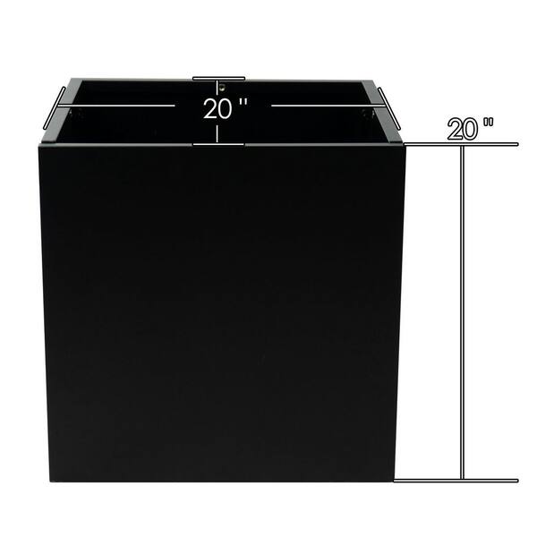 KOZYARD 20 in. Cube Metal Planter Steel Planter Box Black Steel